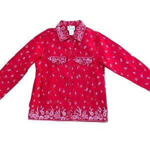 THE QUAKER FACTORY Vintage Paisley Bandana Jacket Women's SMALL Embroidered Coat